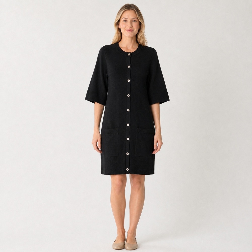 Vince Women's S‎ Black Cotton Cashmere Long Cardigan Sweater Dress Pockets